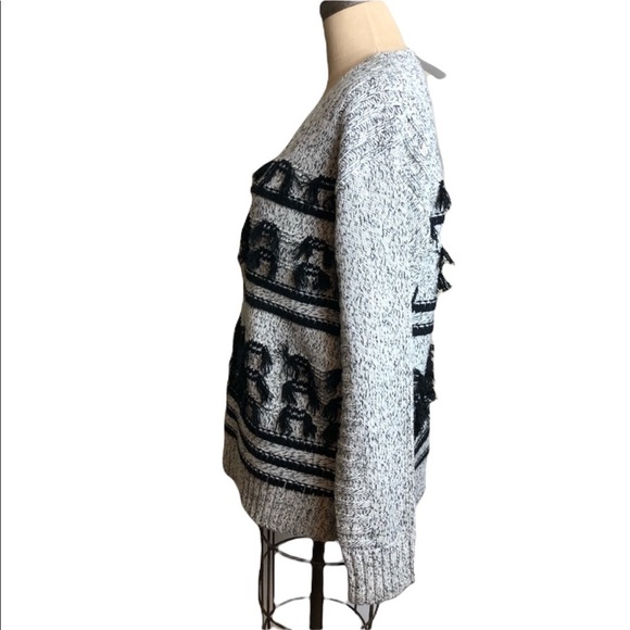 NWT Current Elliott jacquard fringe sweater SZ M - Picture 3 of 9